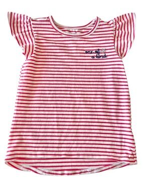 Carter's Pink & White Striped Flutter Sleeve ‘One Of A Kind’ Tee | Girls 3T